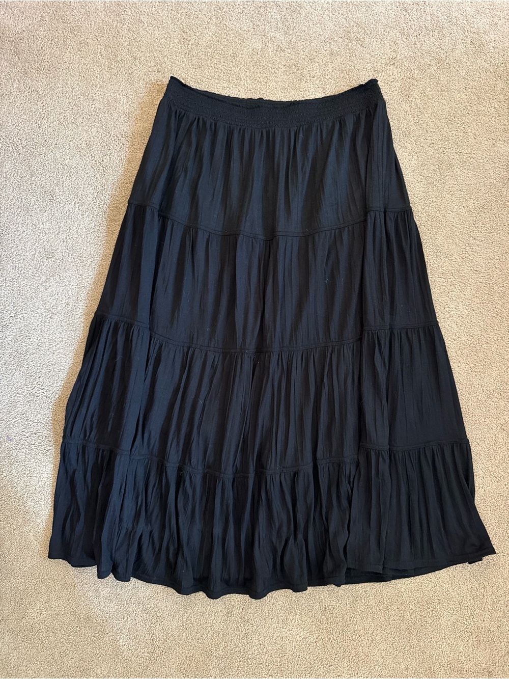 Women's Black Tiered Maxi Skirt